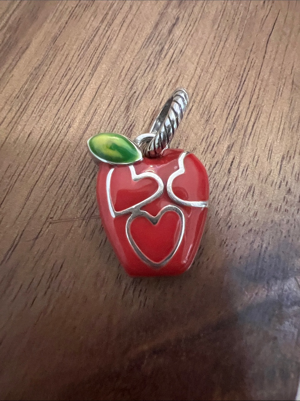 Brighton Red Enamel Apple Charm Pendant with Green Leaf